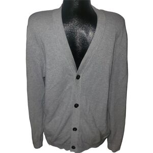 Jack & Jones Men's Gray V-Neck Button Up Cashmere Blend Cardigan Sweater XL